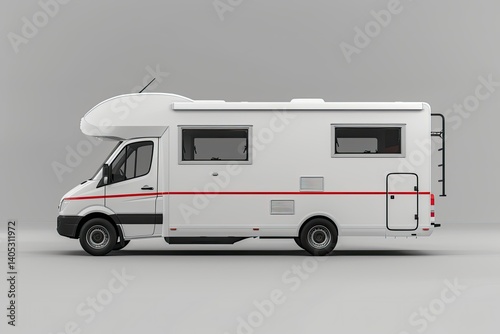 High Quality Picture of a White Rv with a Red Stripe on the Side