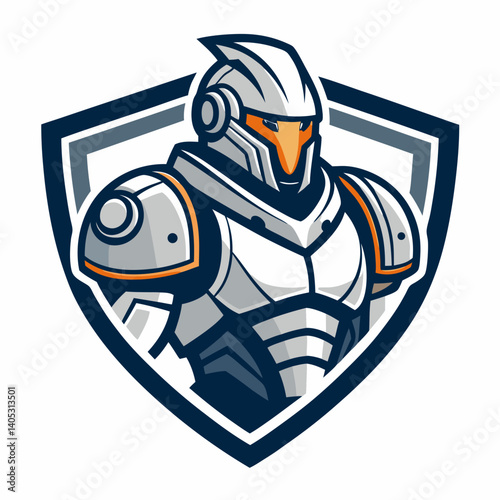 Design a vector graphic of a bold-stroked mech robot, ideal for esports branding.