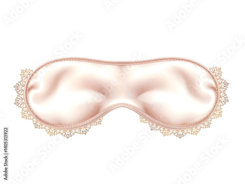 Obraz na płótnie Soft pink satin sleep mask with lace trim isolated on white, beauty and rest accessory. Generative AI w salonie