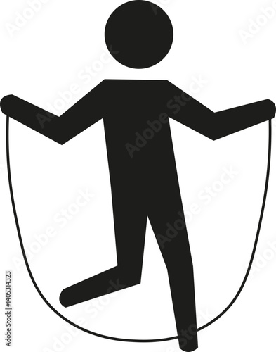 Person jumping rope, silhouette jumping rope, vector illustration, skipping rope icon symbol.