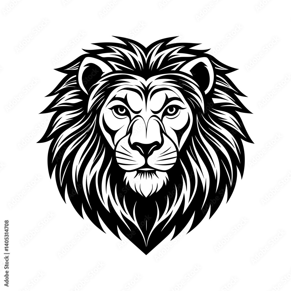 Lion head mascot vector illustration of a wild animal symbol in black silhouette style Lion head mascot vector illustration of a wild animal symbol in black silhouette style