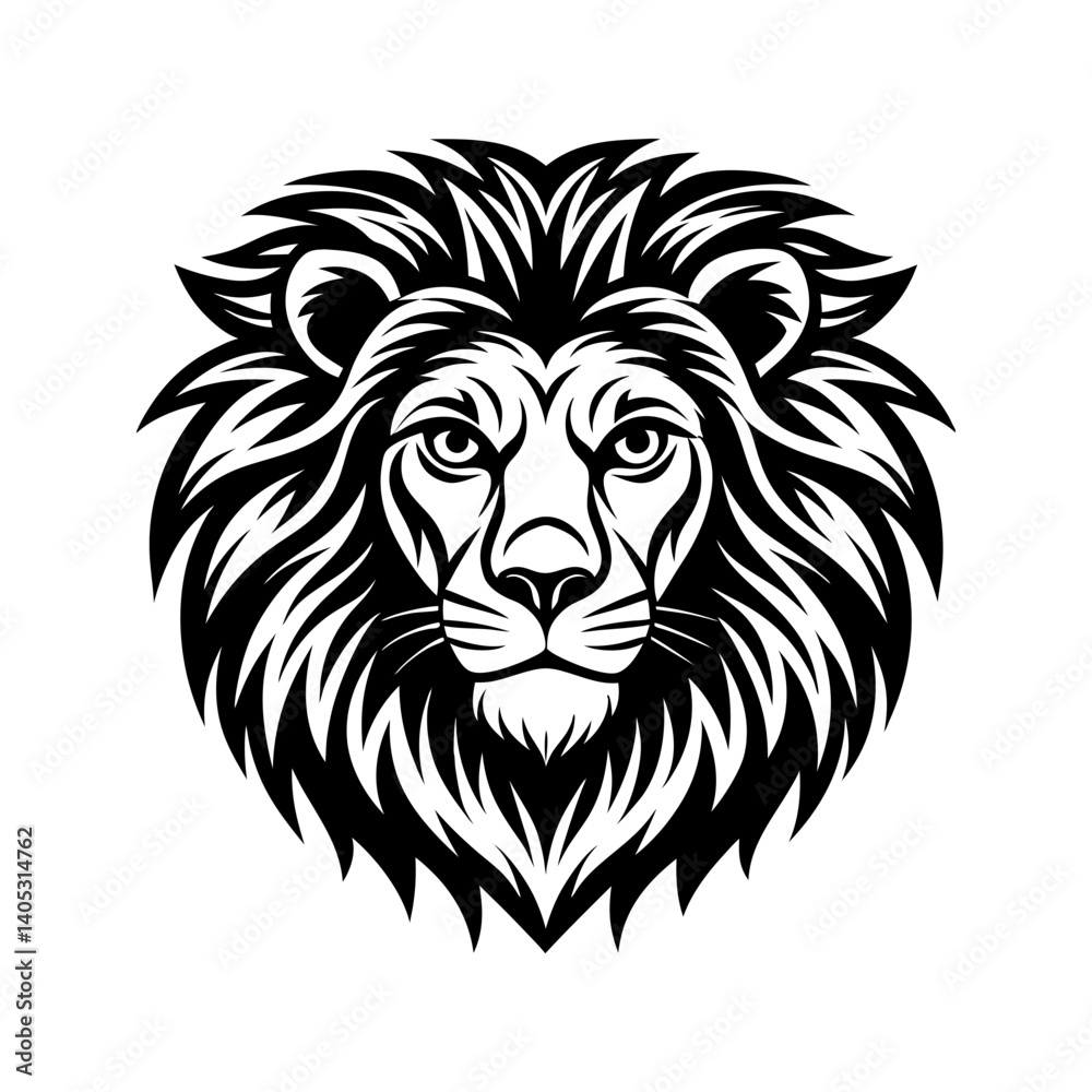 Lion head mascot vector illustration of a wild animal symbol in black silhouette style Lion head mascot vector illustration of a wild animal symbol in black silhouette style