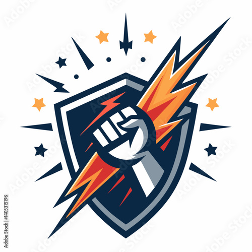 Create a vector graphic of a bold, impactful energy punch.  The design should feature strong, defined strokes.