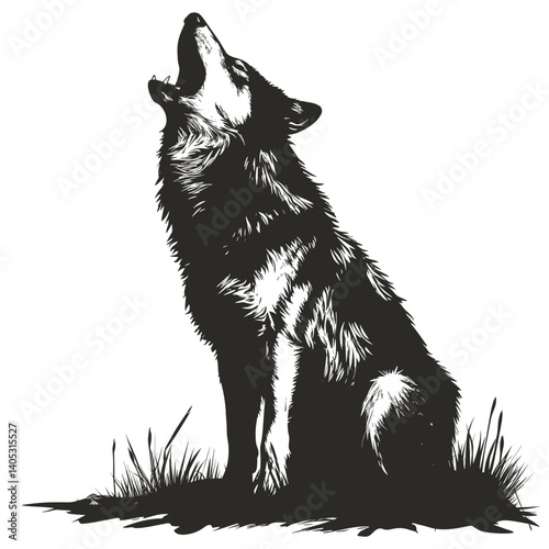 Cute black canine wolf portrait isolated