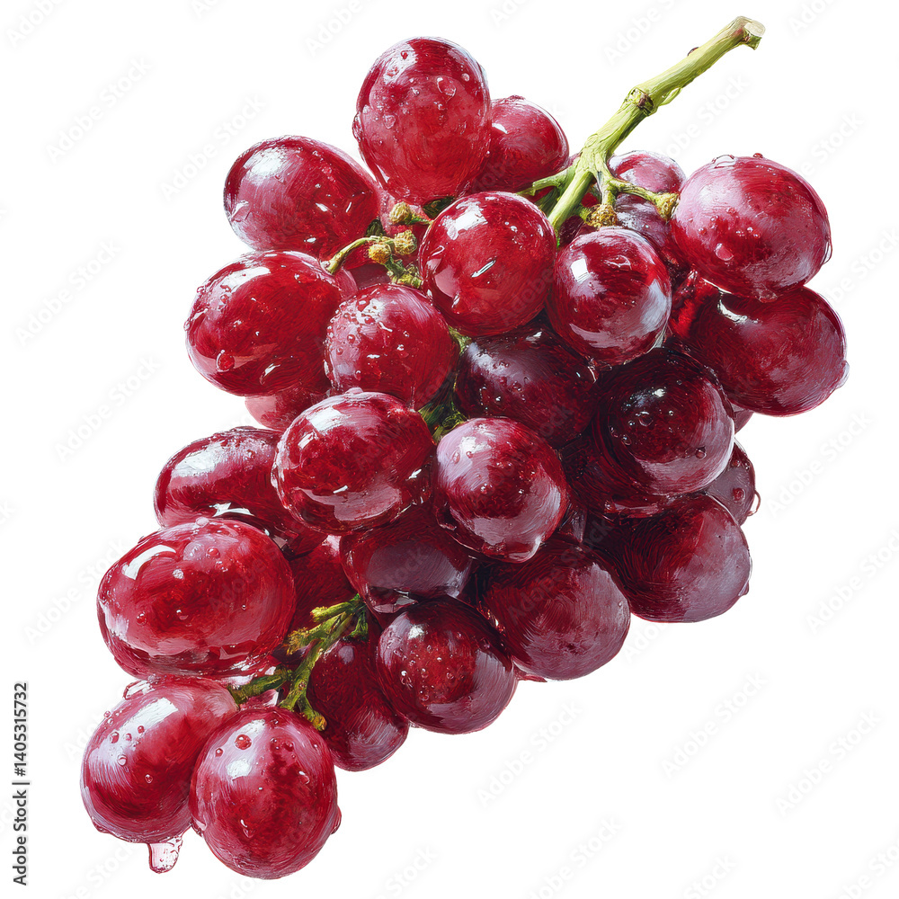 Fototapeta premium Red Grape Bunch with Water Droplets