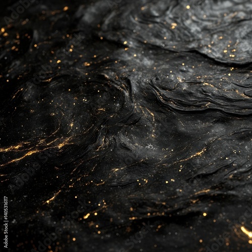 Dark, textured surface with golden highlights photo
