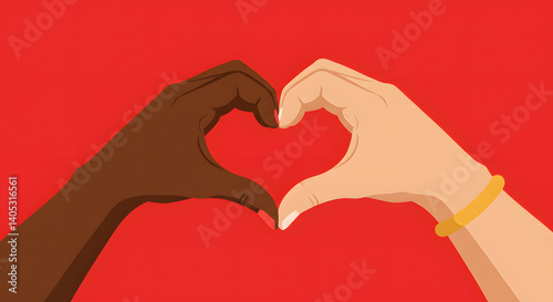 wo hands forming a heart shape, symbolizing love, unity, and connection. Concept on equality, partnership, and emotional bond