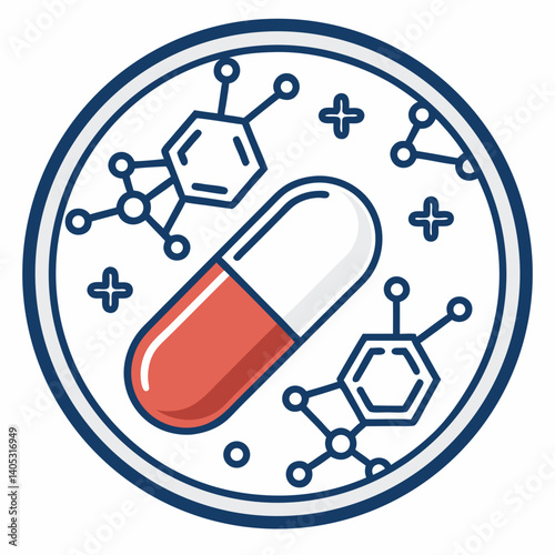 Create a vector graphic of a bold pharmaceutical company logo with a strong stroke.
