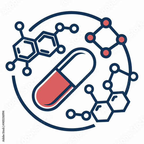 Create a vector graphic of a bold pharmaceutical company logo, featuring a strong stroke style.
