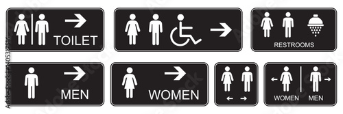 Set of restroom, toilet icon collection. Male and female restroom. Vector Illustration.
