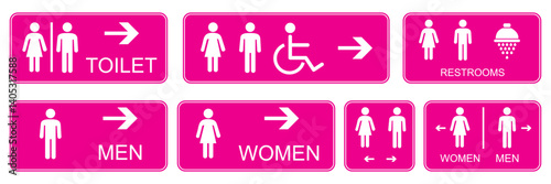 Set of restroom, toilet icon collection. Male and female restroom. Vector Illustration.

