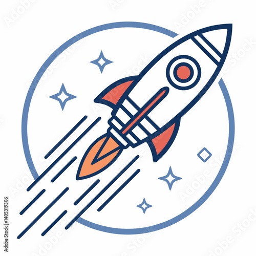 Create a vector illustration with bold strokes depicting a startup accelerator.  Illustrate its dynamic and fast-paced nature.