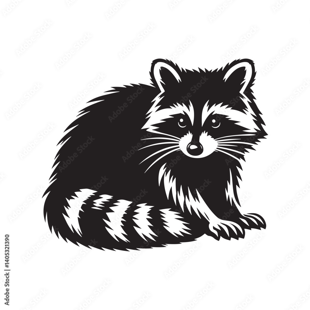 Fototapeta premium Raccoon minimal Vector - Raccoon Silhouette - Raccoon Illustration - Raccoon Artwork.