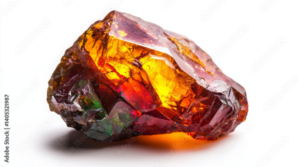 Beautiful gemstone glows, its rich color and intricate structure captivating Beautiful gemstone glows, its rich color and intricate structure captivating