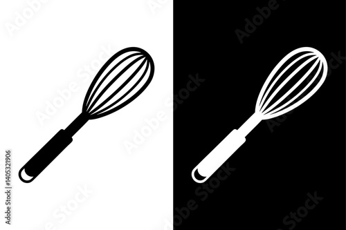 Black and White Whisk Silhouette – Clean Vector Illustration.