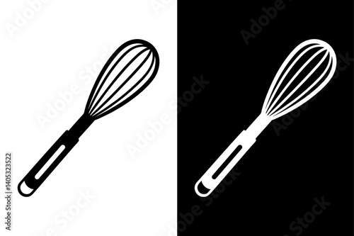 Whisk Silhouette Vector Icon – Black and White Minimal Design.