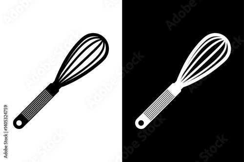 Whisk Silhouette Vector Icon – Black and White Minimal Design.