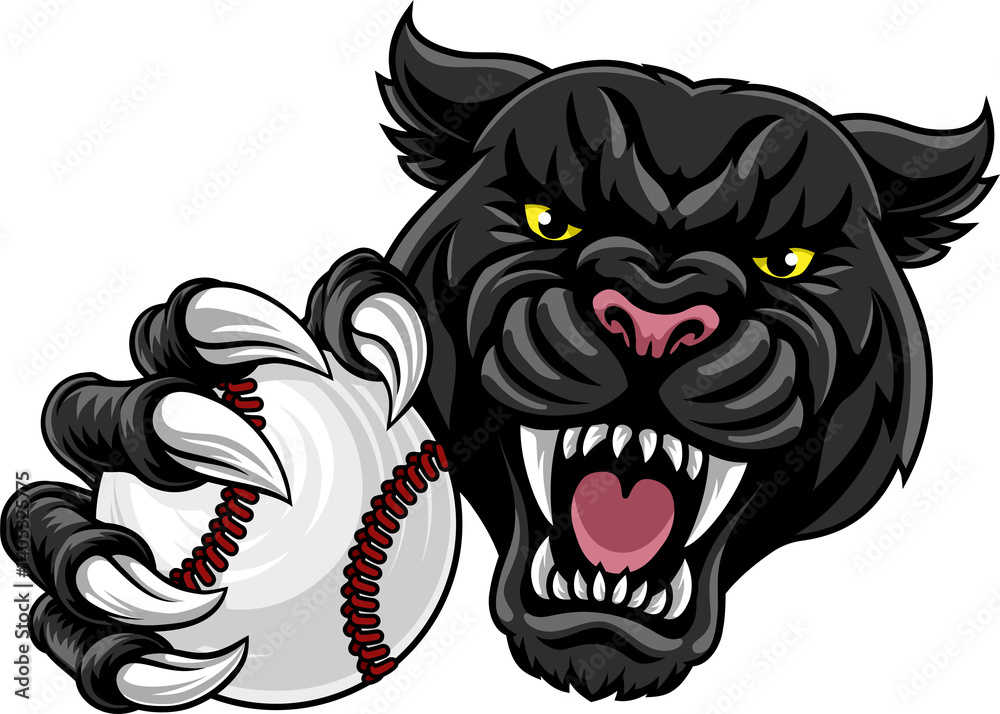 custom made wallpaper toronto digitalBlack Panther Leopard Jaguar Cat Baseball Mascot