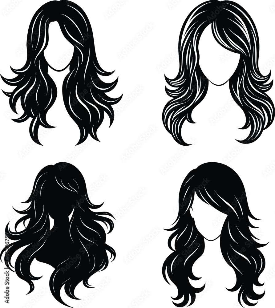 Hair Extensions silhouette vector