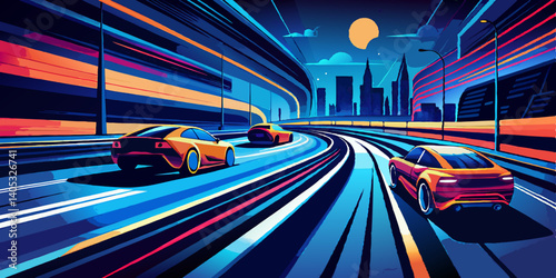 Car Headlight Bokeh on Highway – Night Driving Light Trails and Motion Blur