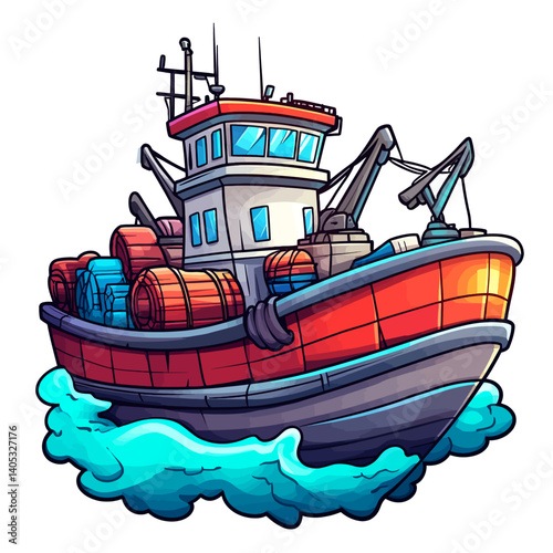 Fishing boat on white 