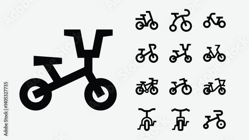 Baby Bicycle Equipment Line Icons