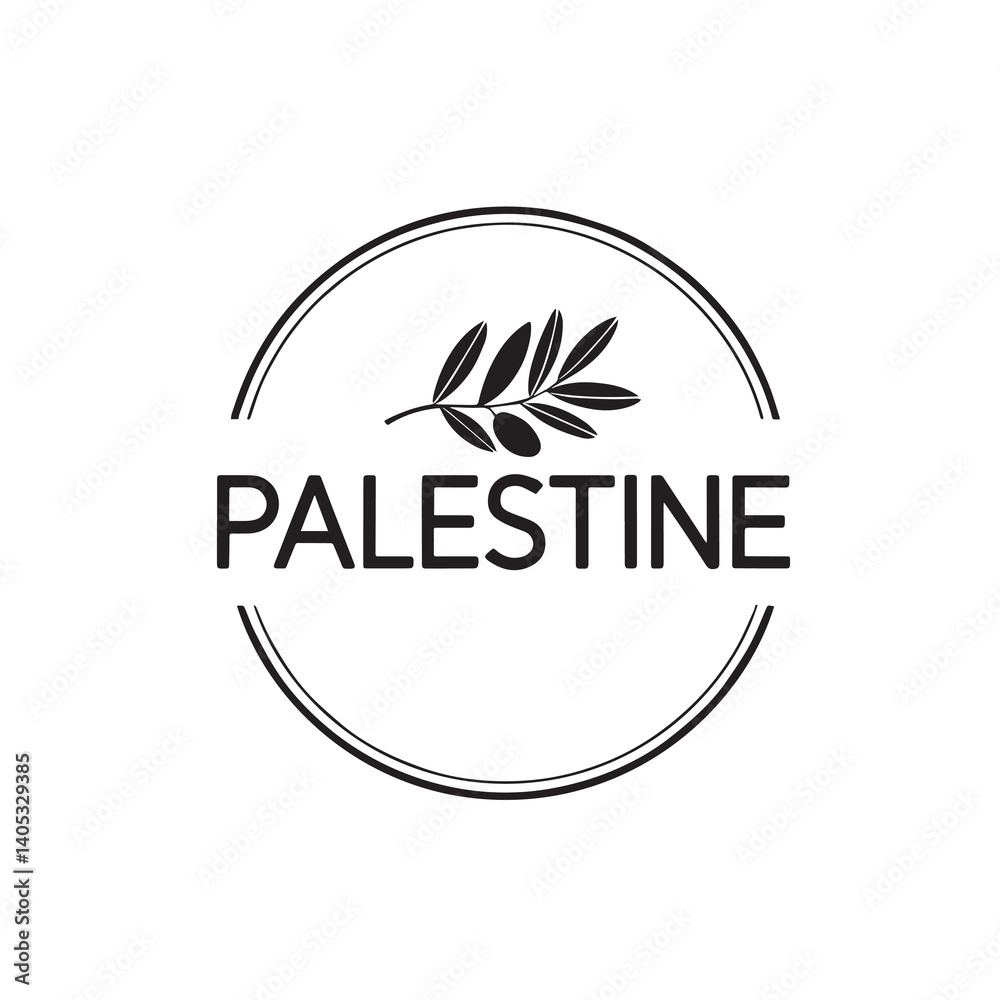 Obraz premium Palestine Olive Branch Logo Vector Illustration