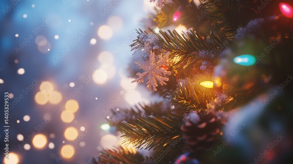 custom made wallpaper toronto digitalEnchanting Christmas Tree with Sparkling Lights and Snowflake Ornament