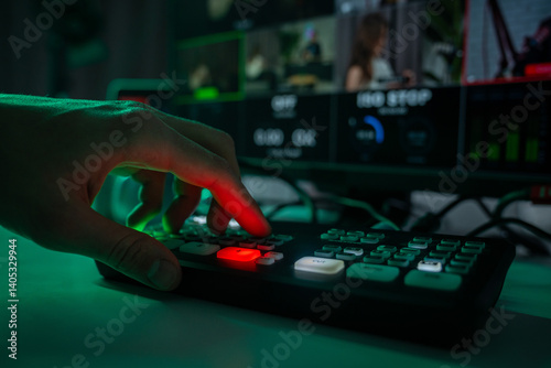 Professional Video Editing Studio with Control Panel Setup