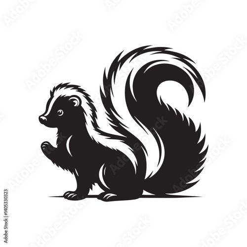 Wallpaper Mural Skunk Silhouette - Minimalist Skunk Vector Artwork - Black and White Skunk Illustration. Torontodigital.ca