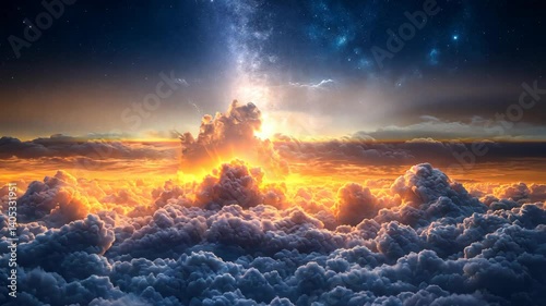 Celestial Sunset Above the Clouds: A Breathtaking Aerial View