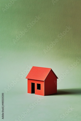Minimalist house model illustration isolated on a plain background, offering space for text and further creative design.