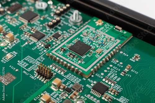 Obraz na płótnie Electronic board close-up, modern electronic circuits w salonie