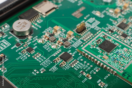 Obraz na płótnie Electronic board close-up, modern electronic circuits w salonie