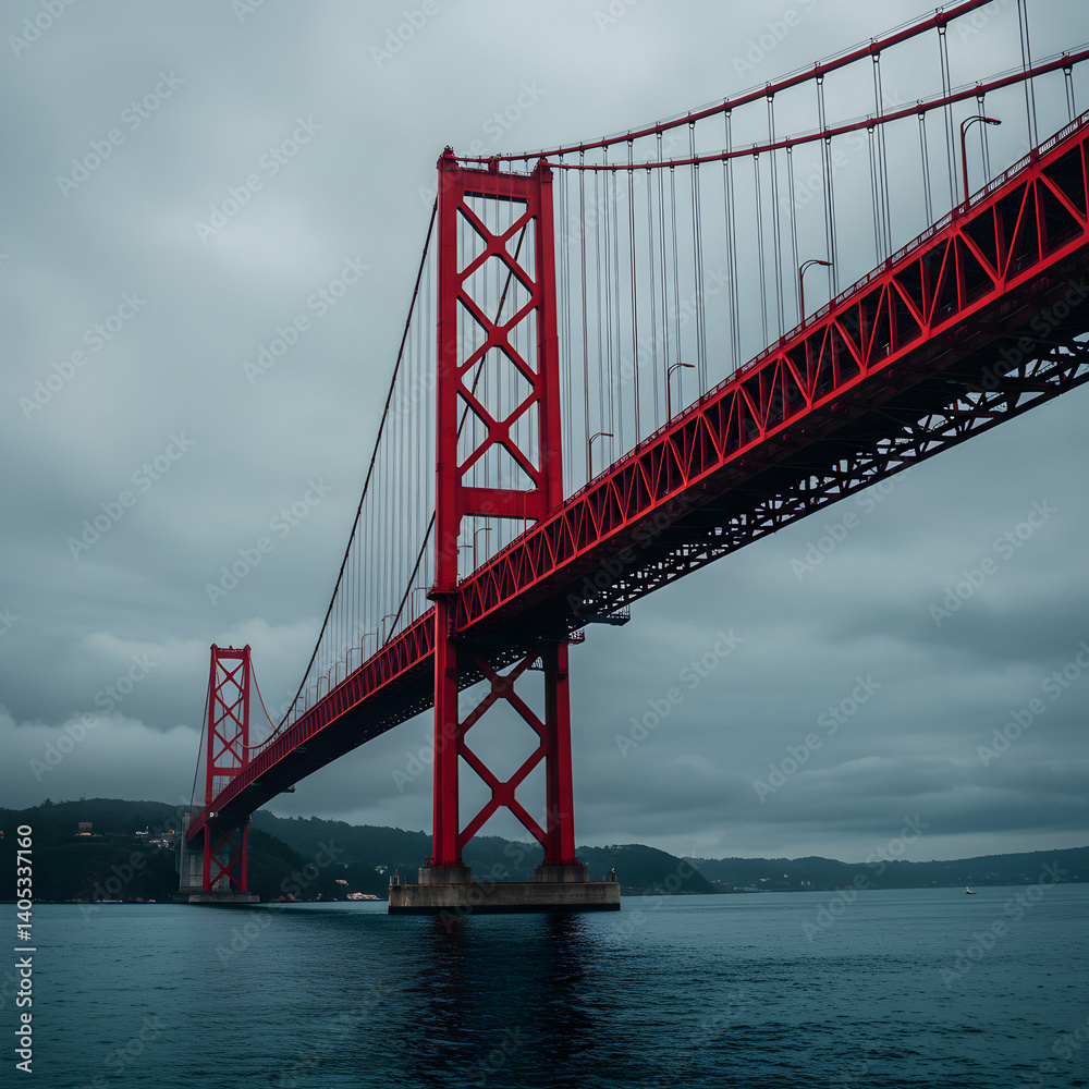 Fototapeta premium Red Suspension Bridge Portugal Architecture