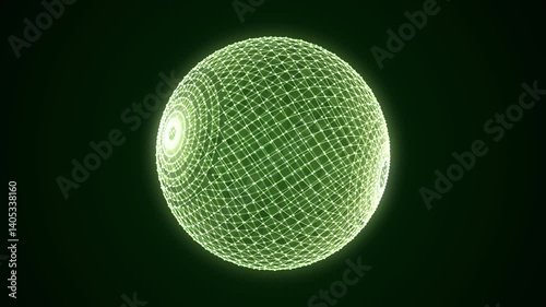 Futuristic green sphere of particles and lines. Network connection big data. Abstract technology background. 3d rendering.