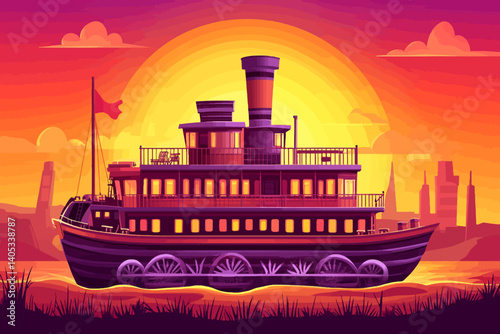 Wooden ship landscape 