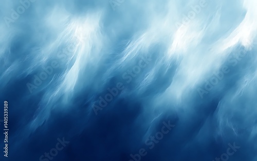 Abstract blue and white swirling cloudscape.