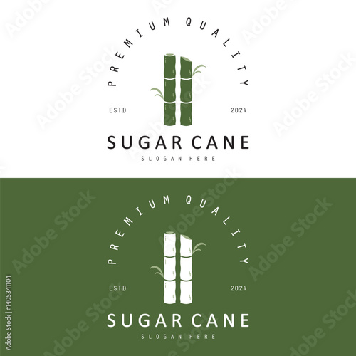 Sugarcane Plant Simple Logo Design. Natural Sweet Sugar Cane Plant logo simple design vector illustrasion