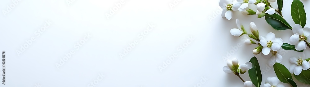 Fototapeta premium White flowers on white background.