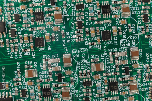 Obraz na płótnie Electronic board close-up, modern electronic circuits w salonie