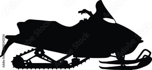 Black and white silhouette of an ice jet ski in a modern, bold vector style for winter sports and icy designs.