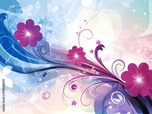 Soft and Artistic Abstract Background with Flowing Floral Swirls for Elegant Visuals, abstract background with flowers