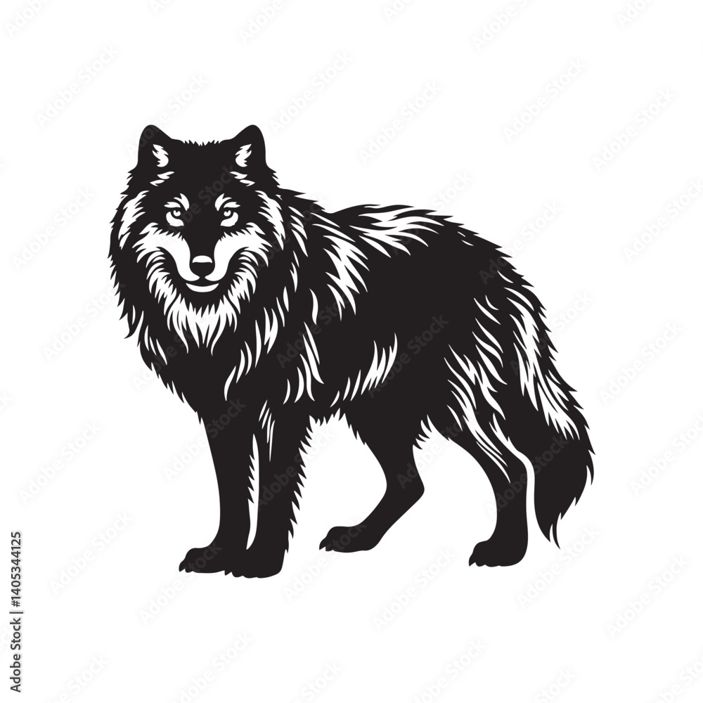 Obraz premium Timber Wolf Silhouette - Timber Wolf Vector - Timber Wolf Illustration - Timer Wolf Artwork.