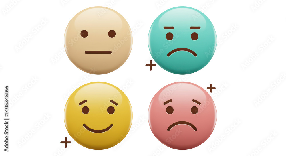 Obraz premium Isolated Emoticons with Plus Signs