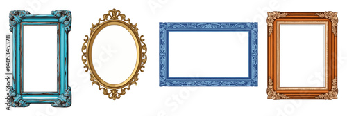 Set of different antique frames for picture, wall art. vector illustrations isolated