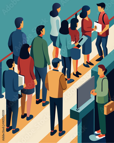 The endless checkout lines at the mall with people eagerly tapping their feet as they wait to purchase the latest gadgets and accessories.. Vector illustration