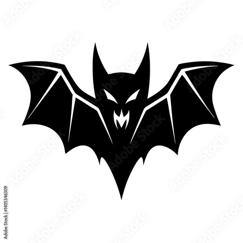 Bat head logo, fantasy gothic style, white background



