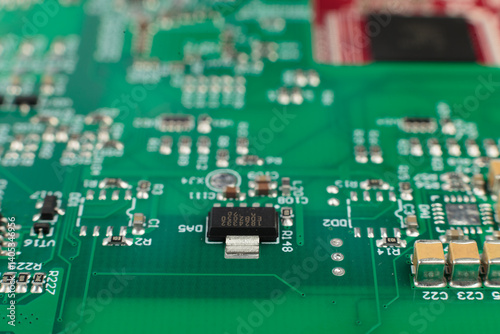 Electronic board close-up, modern electronic circuits