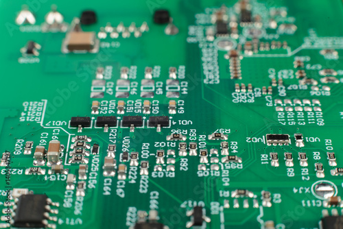 Obraz na płótnie Electronic board close-up, modern electronic circuits w salonie